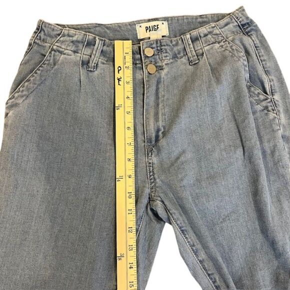 Paige Pleated Mayslie Double Button Jogger Elastic Ankles Zip Closure Size 27 - Picture 13 of 15